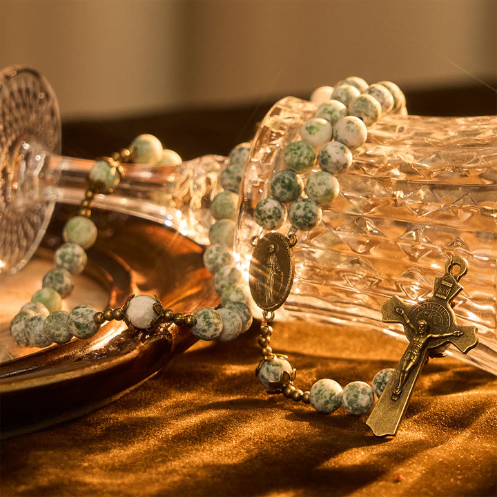 Christianartworkshop Natural Matte Sandstone Faith Rosary with Bronze Crucifix & Our Lady - image 7