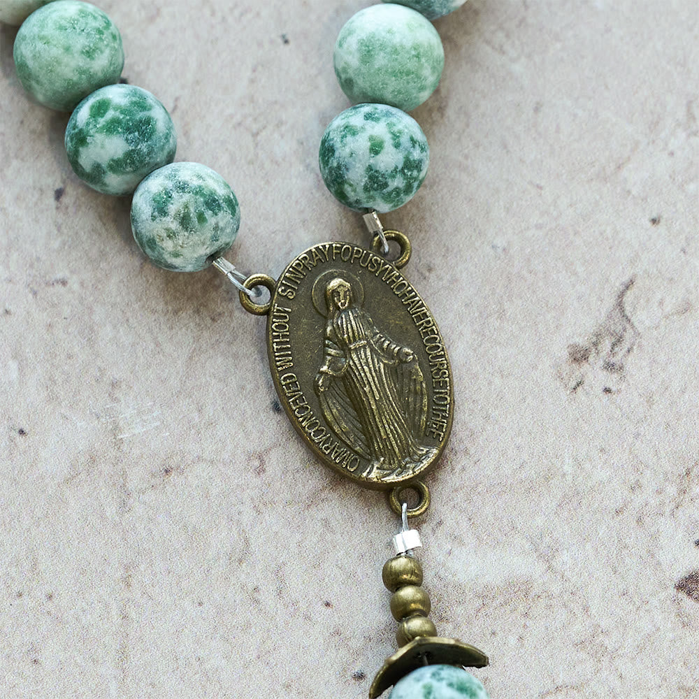 Christianartworkshop Natural Matte Sandstone Faith Rosary with Bronze Crucifix & Our Lady - image 9