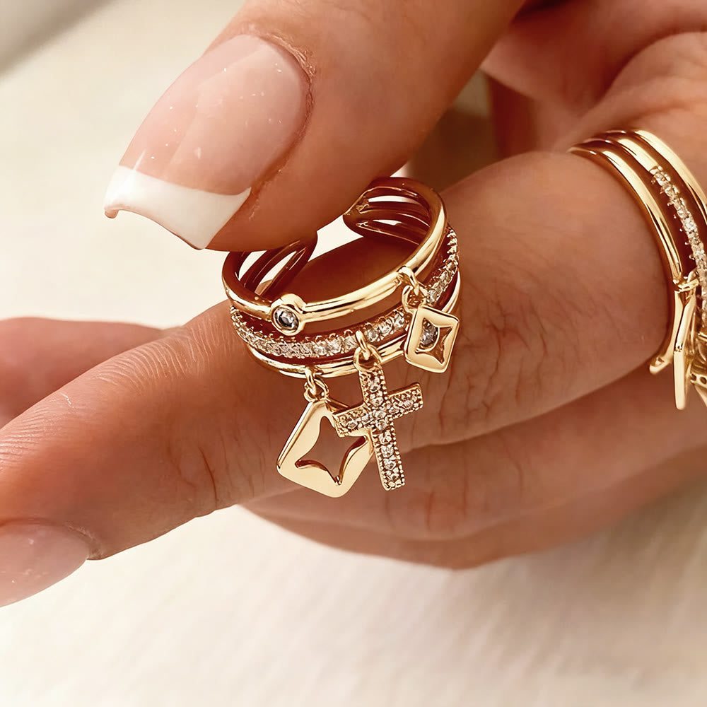 Christianartworkshop Shimmering Cross Charm Layered Band Ring: Remind of His Quiet Peace - image 3