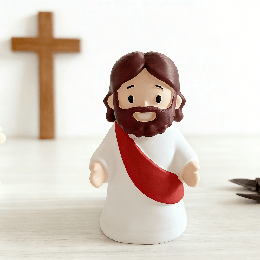 Christianartworkshop Glowing Jesus Tap Light Ornament: Merge Playful Charm with His Care - Red - image 1
