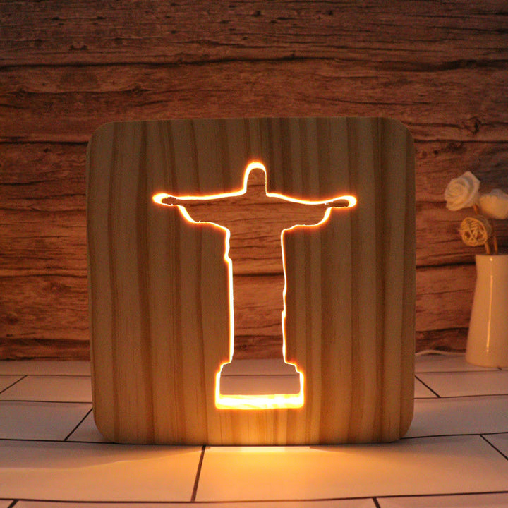 Christianartworkshop Wooden Cutout Jesus/Cross/Dove/Heart Light Ornament: Embody His Luminous Grace - Jesus - 7.48''*7.48''/19*19cm - image 0