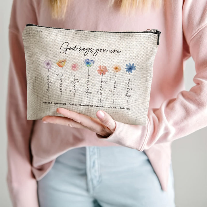 Christianartworkshop God Says You Are Scripture Affirmation Travel Cosmetic Bag: Embody His Loving Truth - image 1