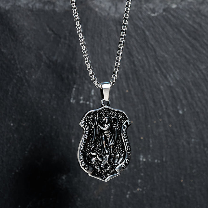 Christianartworkshop Dark Antiqued St. Michael Necklace: Carry His Strength in Daily Wear - image 3