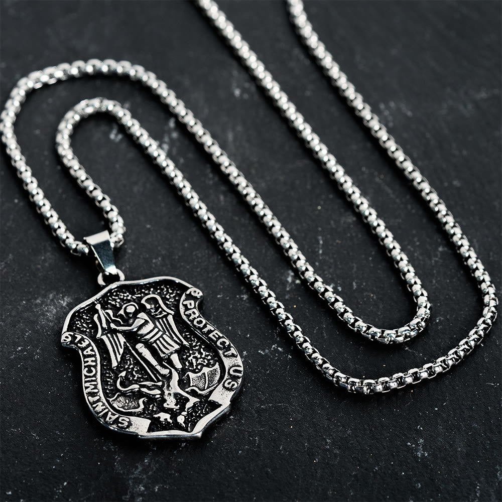 Christianartworkshop Dark Antiqued St. Michael Necklace: Carry His Strength in Daily Wear - image 4