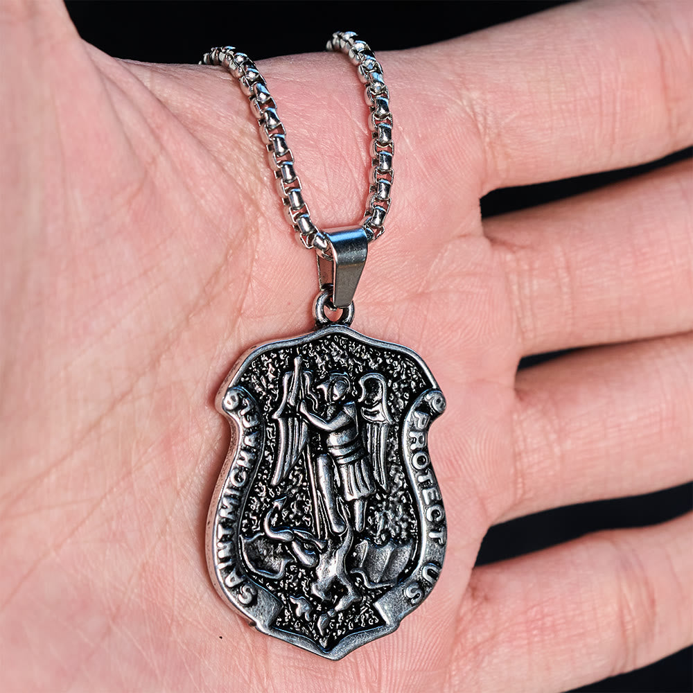 Christianartworkshop Dark Antiqued St. Michael Necklace: Carry His Strength in Daily Wear - image 1