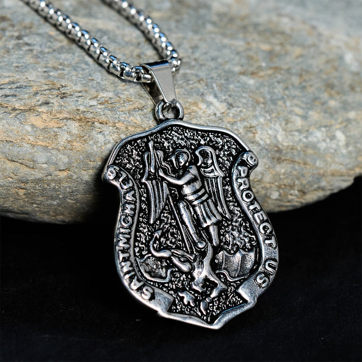 Christianartworkshop Dark Antiqued St. Michael Necklace: Carry His Strength in Daily Wear - St. Michael - image 0