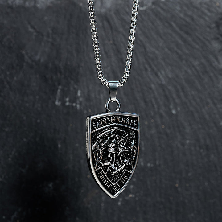 Christianartworkshop St. Michael Protect Us Shield Pendant Necklace: Embody His Courageous Protection - image 3