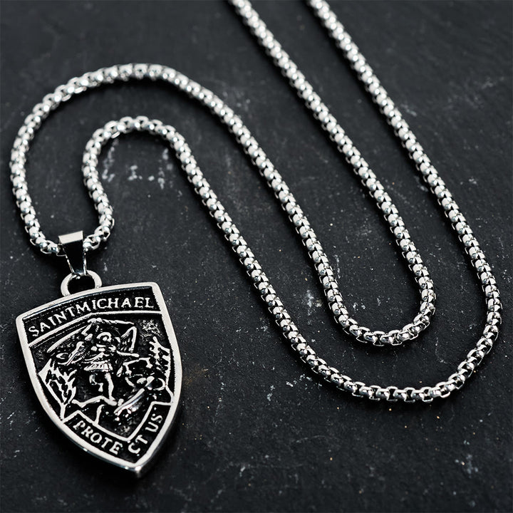 Christianartworkshop St. Michael Protect Us Shield Pendant Necklace: Embody His Courageous Protection - image 4