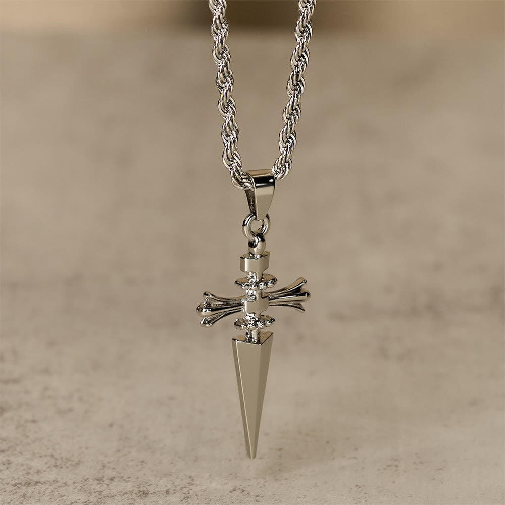 Christianartworkshop Cross-Dagger Fusion Shape Pendant Necklace: Embody His Courageous Protection - Silver - image 4