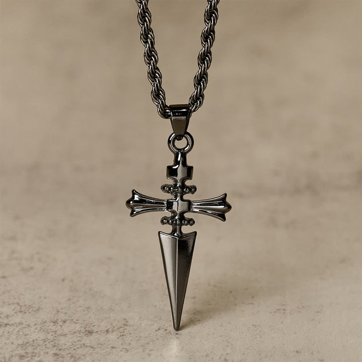 Christianartworkshop Cross-Dagger Fusion Shape Pendant Necklace: Embody His Courageous Protection - Black - image 3
