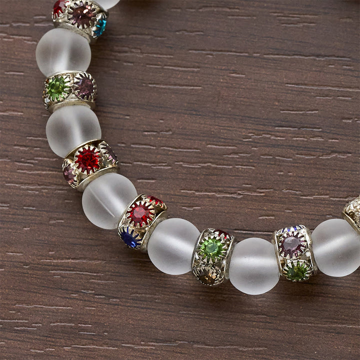 Christianartworkshop Frosted Green Agate & White Glass Cross Bracelet: Gentle Faith in Luminous Texture - image 17