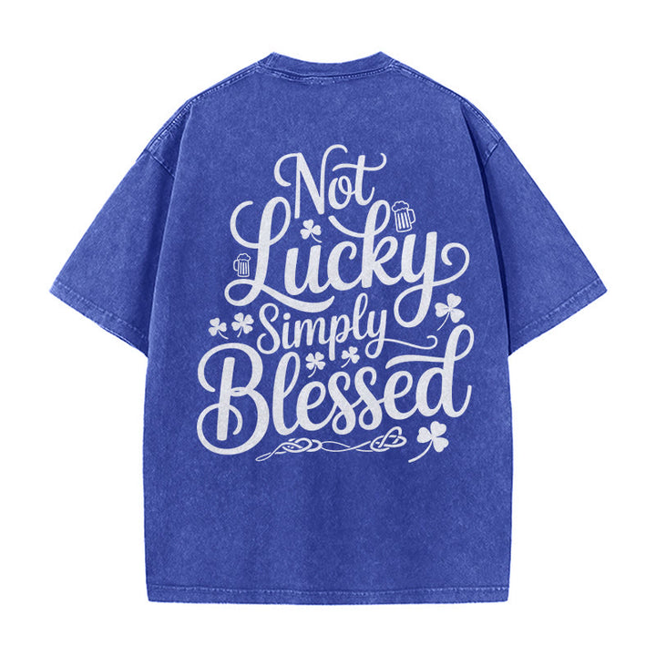 Christianartworkshop Not Lucky Simply Blessed Romans 4:7-8 Unisex Washed T-Shirt - Blue - 5XL - image 12