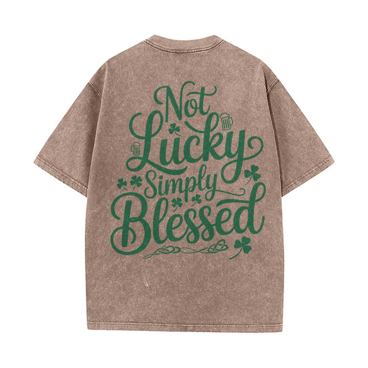 Christianartworkshop Not Lucky Simply Blessed Romans 4:7-8 Unisex Washed T-Shirt - Brown - 5XL - image 0