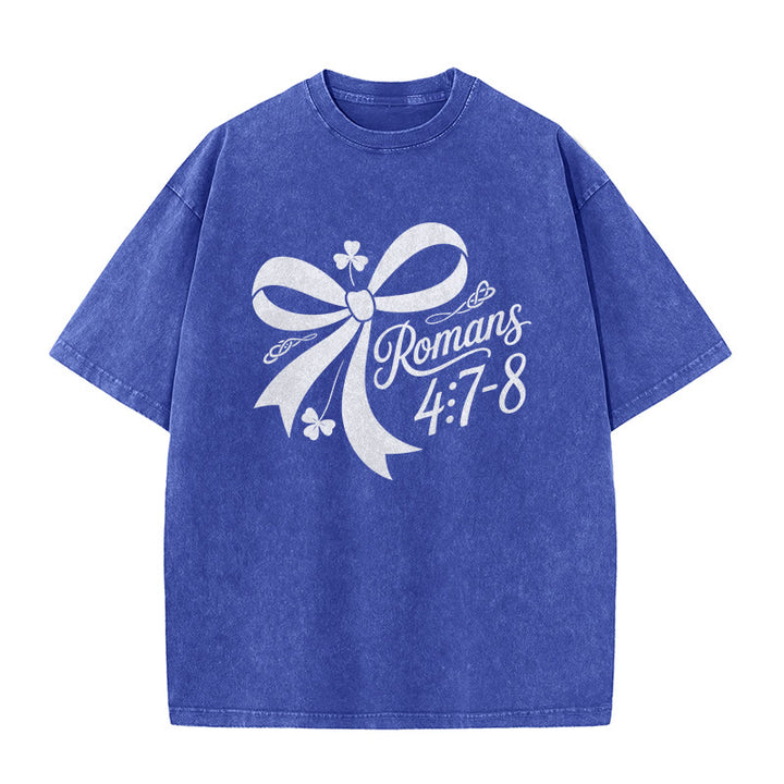 Christianartworkshop Not Lucky Simply Blessed Romans 4:7-8 Unisex Washed T-Shirt - image 13