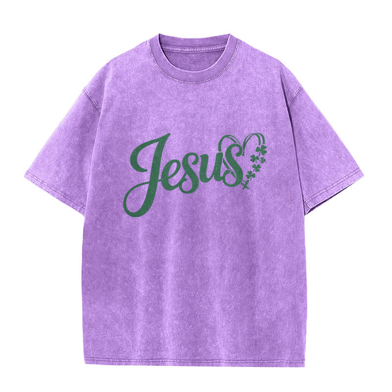 Christianartworkshop It's Never Luck It's Always God Jesus Unisex Washed T-Shirt - image 13