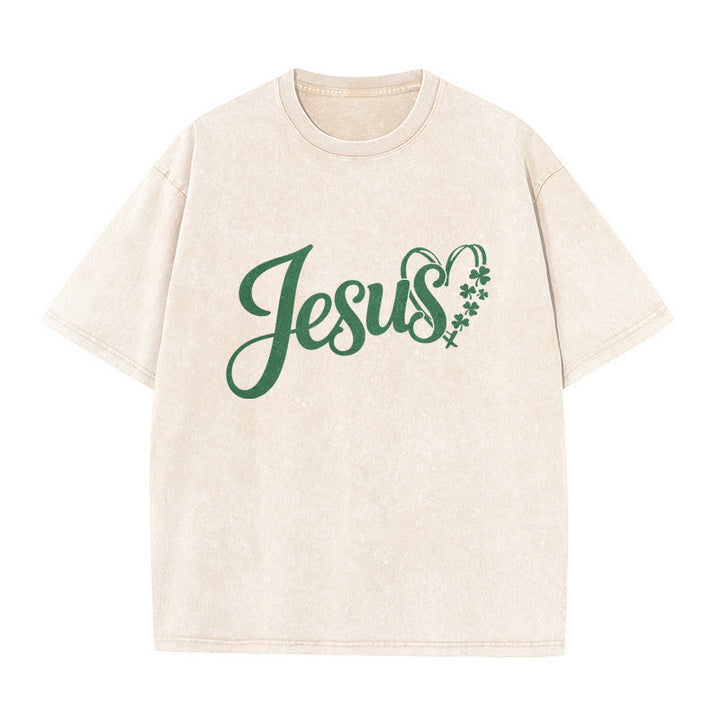 Christianartworkshop It's Never Luck It's Always God Jesus Unisex Washed T-Shirt - image 9