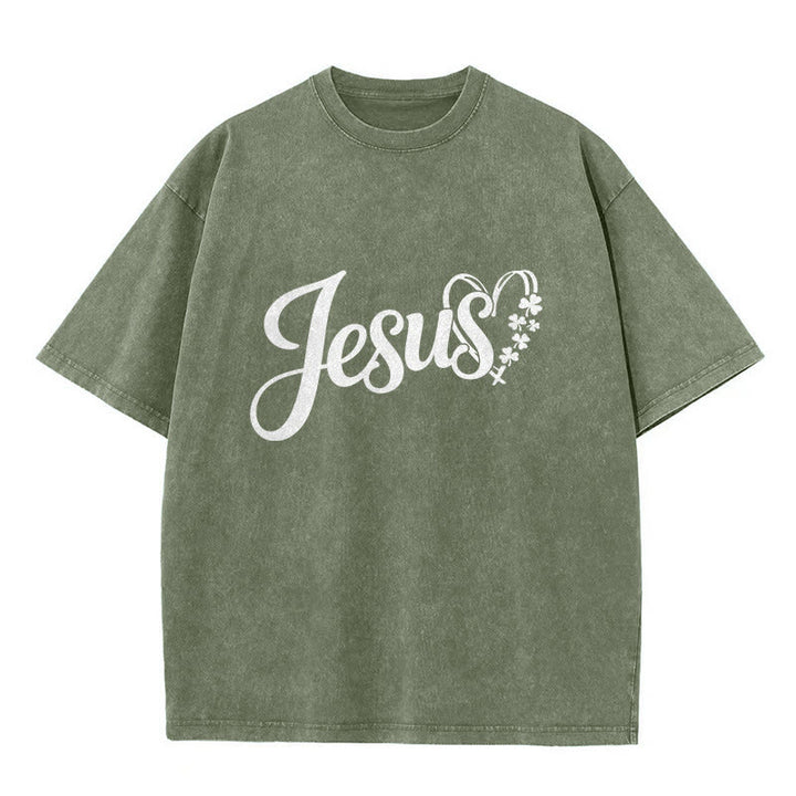 Christianartworkshop It's Never Luck It's Always God Jesus Unisex Washed T-Shirt - image 21