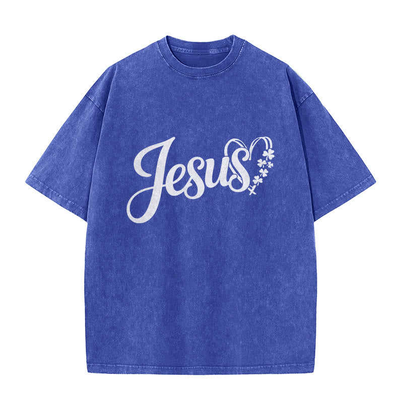 Christianartworkshop It's Never Luck It's Always God Jesus Unisex Washed T-Shirt - image 15