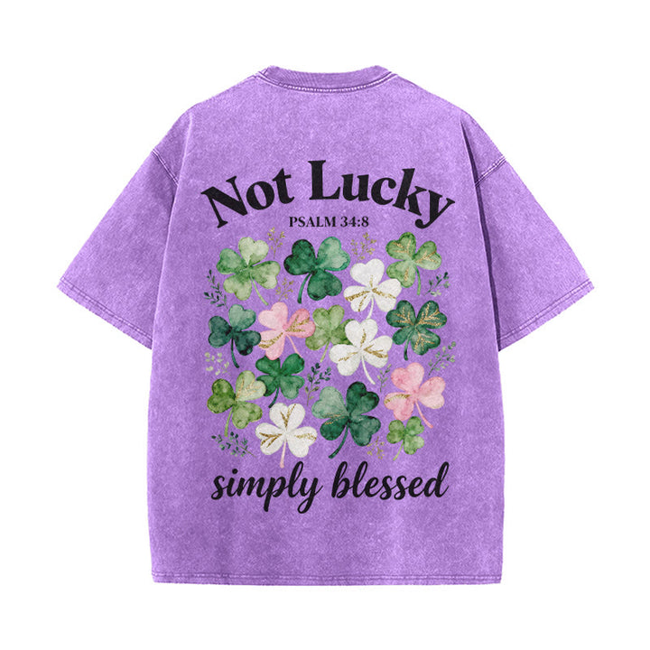Christianartworkshop Not Lucky Simply Blessed Psalm 34:8 Unisex Washed T-Shirt - Purple - 5XL - image 14