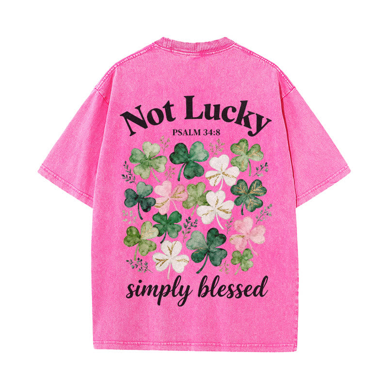 Christianartworkshop Not Lucky Simply Blessed Psalm 34:8 Unisex Washed T-Shirt - Pink - 5XL - image 12