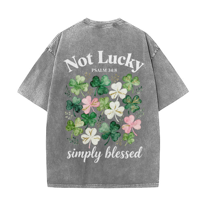 Christianartworkshop Not Lucky Simply Blessed Psalm 34:8 Unisex Washed T-Shirt - Grey - 5XL - image 18