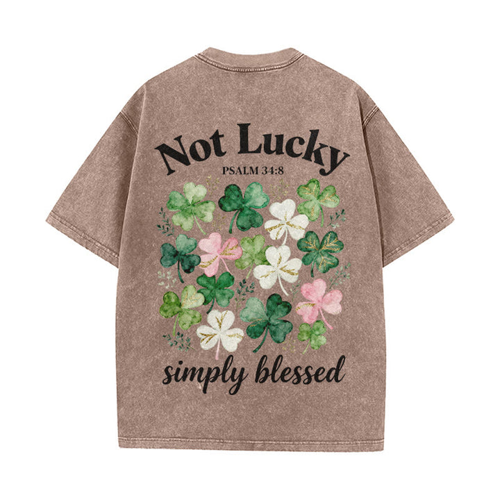 Christianartworkshop Not Lucky Simply Blessed Psalm 34:8 Unisex Washed T-Shirt - Brown - 5XL - image 8