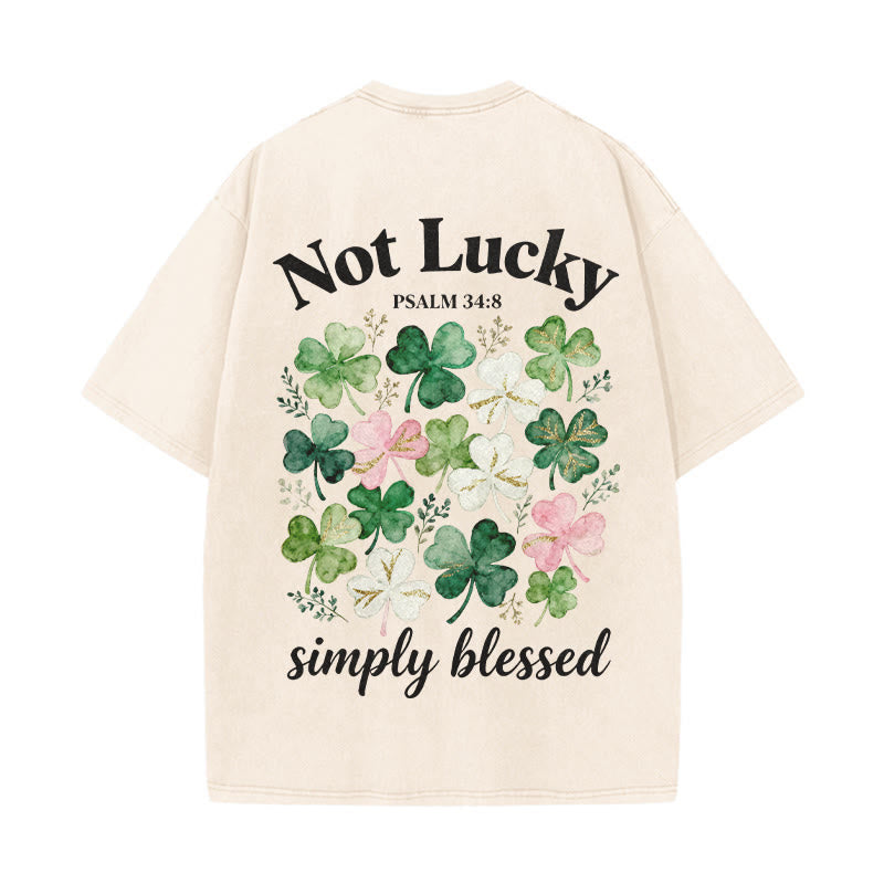 Christianartworkshop Not Lucky Simply Blessed Psalm 34:8 Unisex Washed T-Shirt - Beige - 5XL - image 10