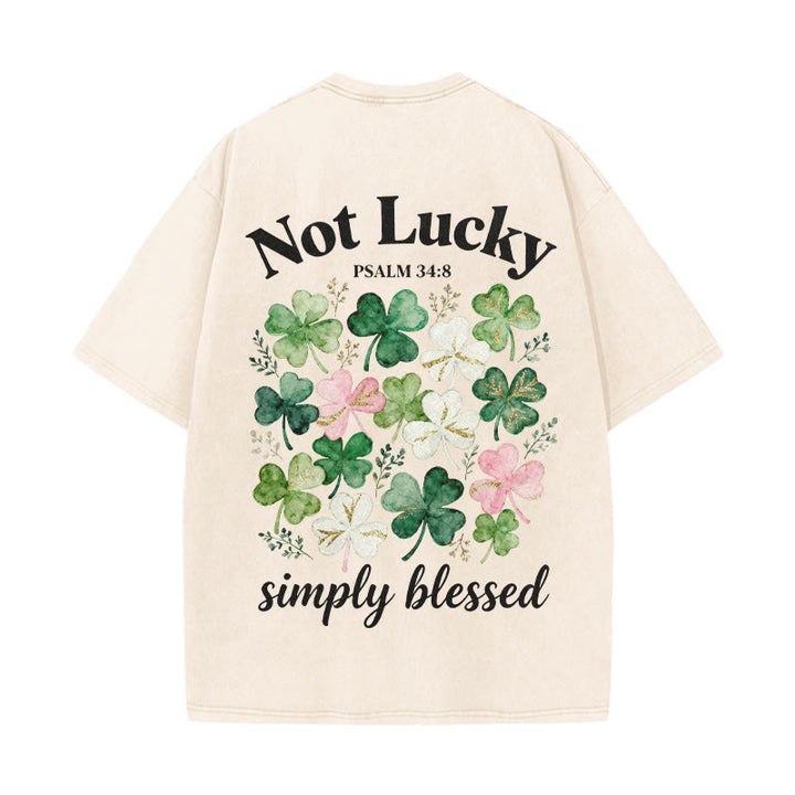 Christianartworkshop Not Lucky Simply Blessed Psalm 34:8 Unisex Washed T-Shirt - Beige - 5XL - image 10