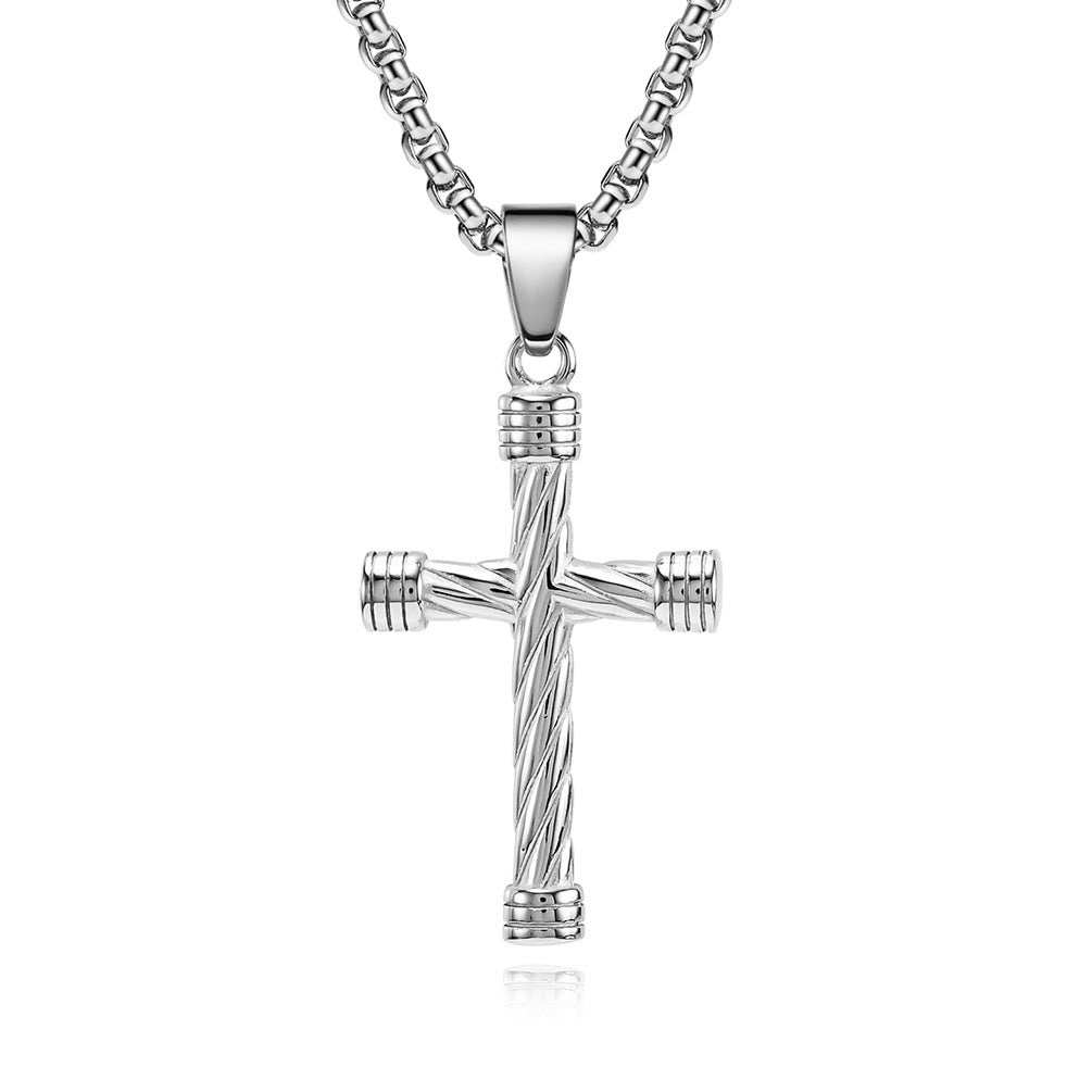 Christianartworkshop Twisted Texture Cross Pendant Necklace: Embody His Enduring Strength - Silver - image 3