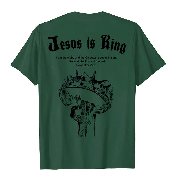 Christianartworkshop Jesus is King T-shirt - Dark Green - 2XL - image 7