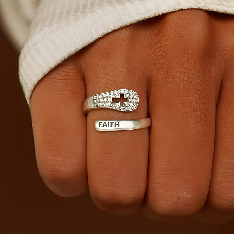 Christianartworkshop Faith & Cross Layered Ring: Embody His Unchanging Presence - Silver(Suitable for US size 6-10） - image 0