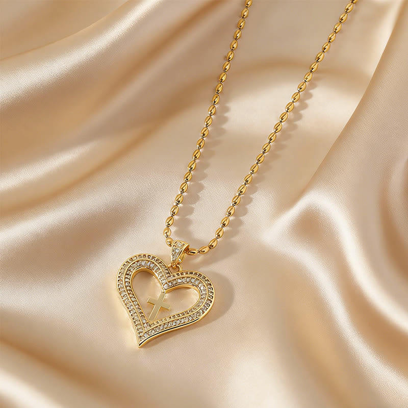 Christianartworkshop Golden Heart & Cross Sparkle Pendant Necklace: Embody His Sacred Love - image 2