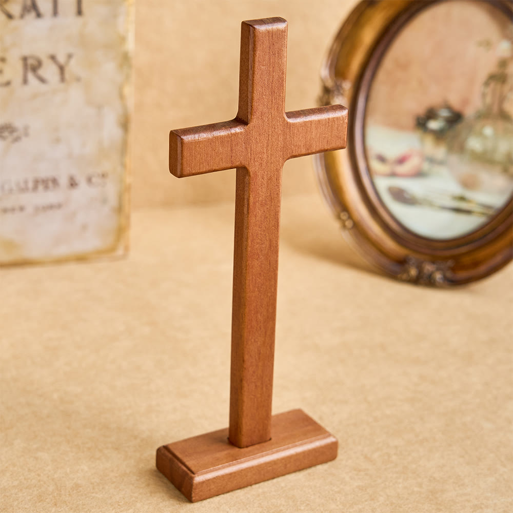Christianartworkshop Solid Wood Standing Cross Desktop Ornament: Embody His Quiet Strength - image 3