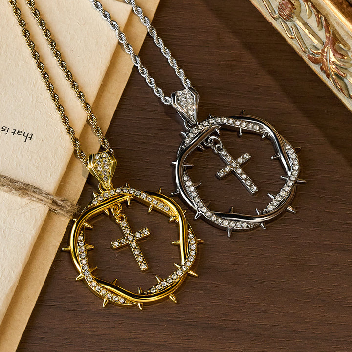 Christianartworkshop Thorn Crown & Cross Pendant: Faith & Grace Reminder for Daily Wear - image 0