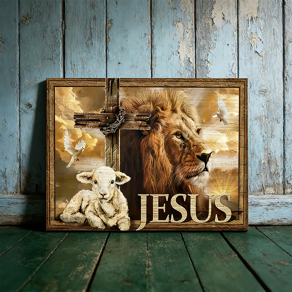 Christianartworkshop Lion of Judah & Lamb of God Wall Art Print: Sacred Symbols of Strength - image 1