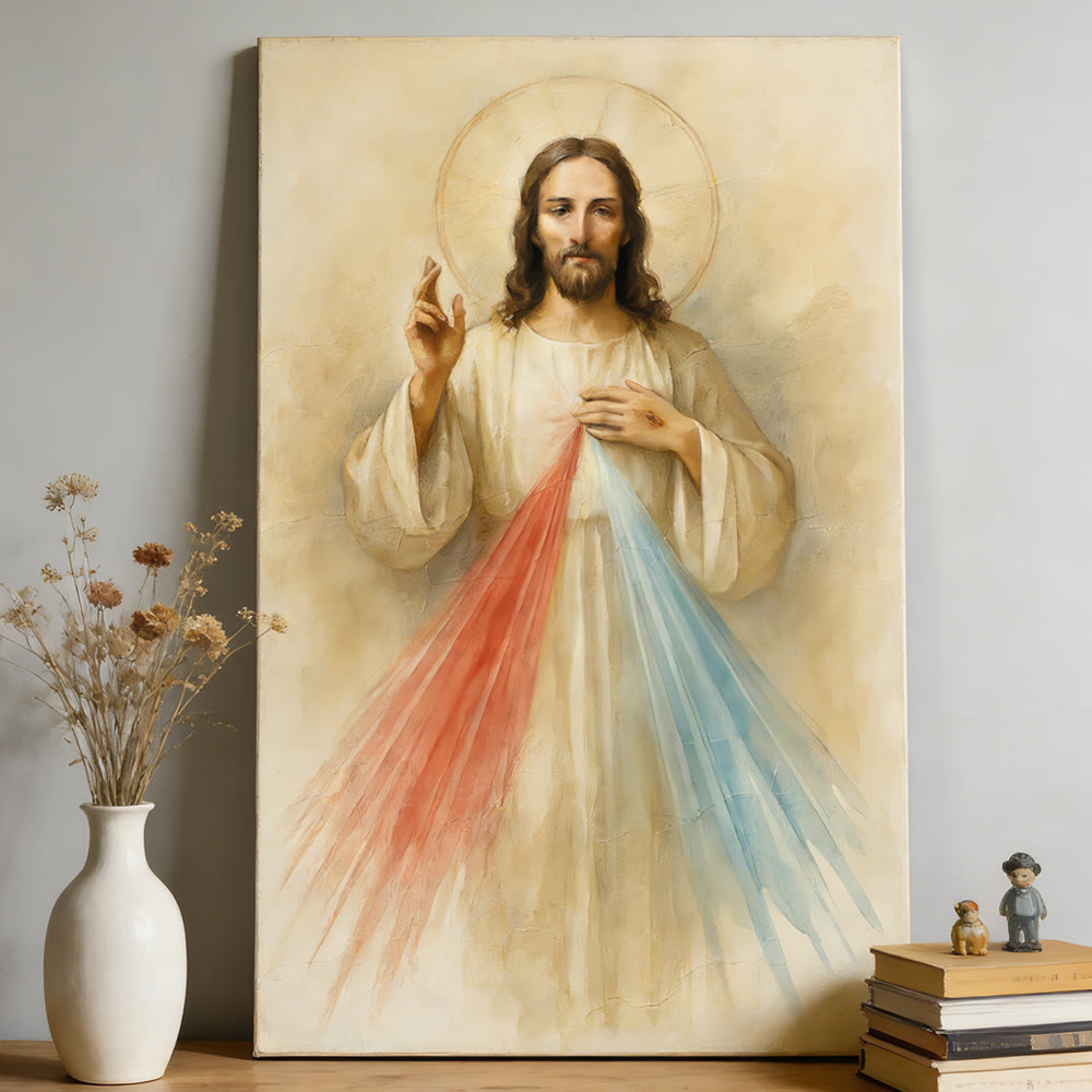 Christianartworkshop Divine Mercy Jesus Wall Art Print: Rays of Compassion and Peace for Your Home Sanctuary - image 1