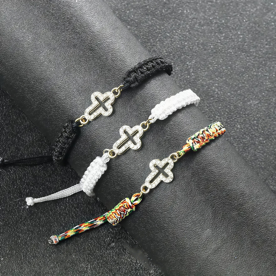 Christianartworkshop Woven Cord Cross with Shimmering Cross Bracelet: Ground Your Faith in His Enduring Presence - image 1