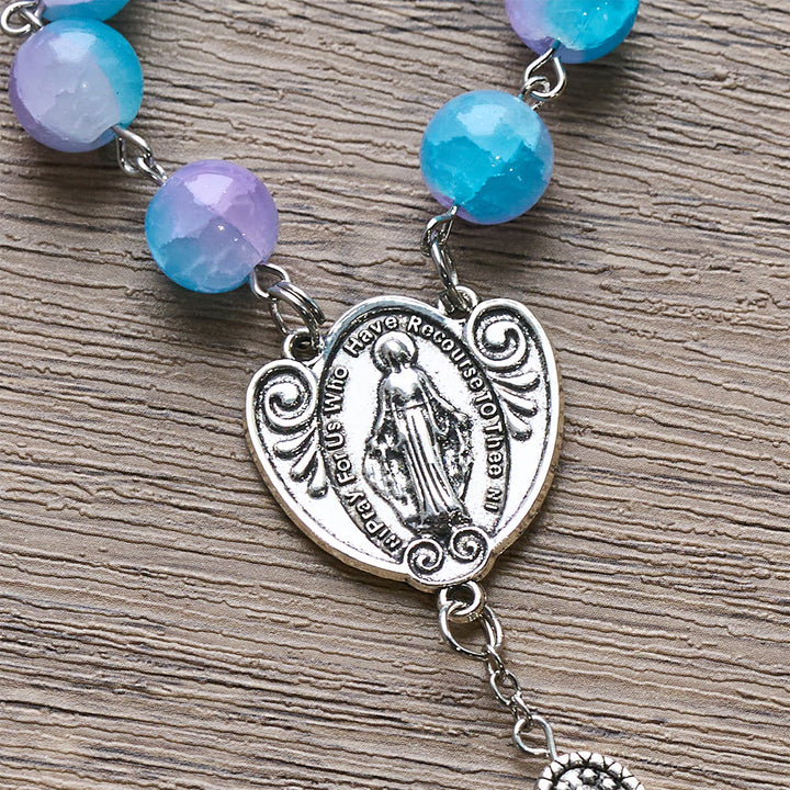 Christianartworkshop Blue-Purple Glass Bead Our Lady Rosary: Embody Sacred Love and Serene Devotion - image 7