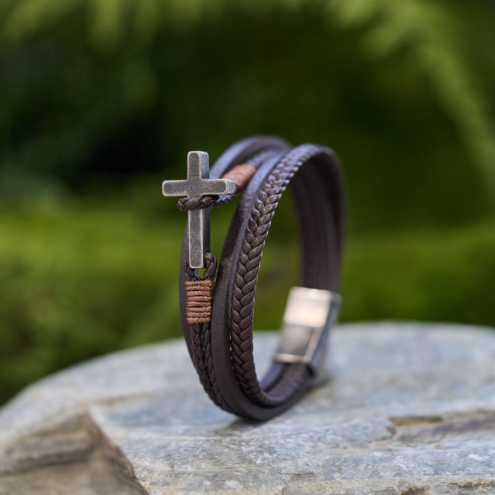 Christianartworkshop Tri - Color Stainless Steel Cross & Braided Leather Fashion Bracelet - image 28