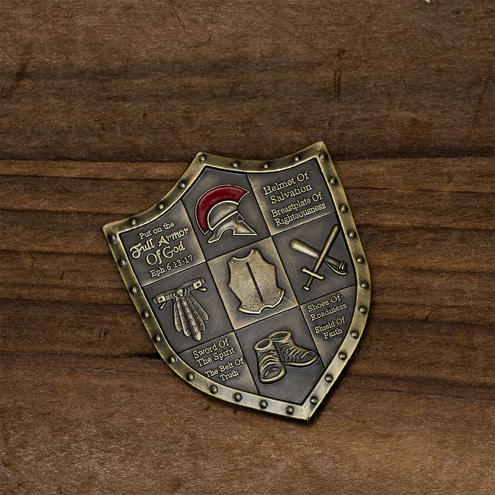 Christianartworkshop Classic Style Armor of God Shield Challenge Coin with Ephesians 6:13–17 - image 3