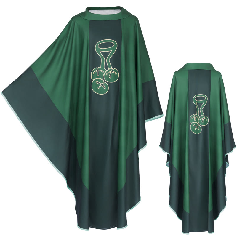 Christianartworkshop Symbolic Multicolored Chasuble with Golden Chalice - Host Elements - Green - One Size FIts Most - image 0