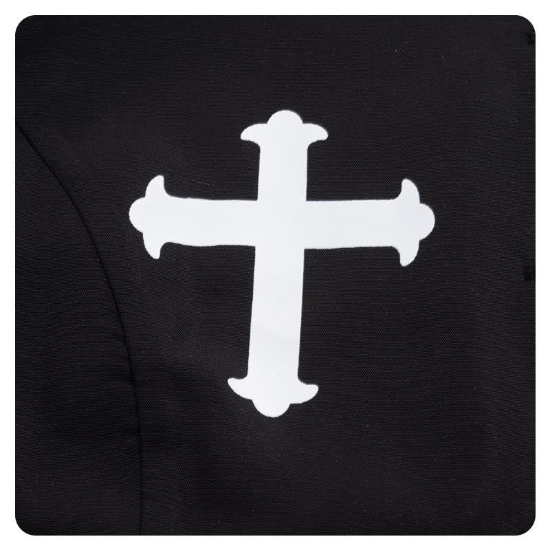 Christianartworkshop Ceremonial Black and White Stand Collar Clergy Robe with Belt & Cross Motifs - image 10
