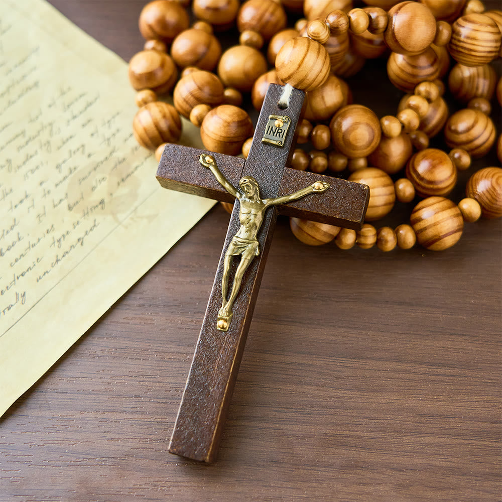 Christianartworkshop Handmade Olive Wood Crucifix Prayer Rosary - image 4