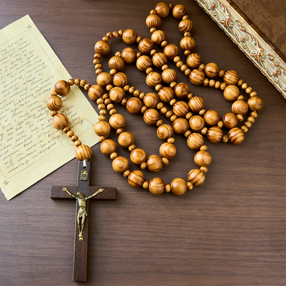 Christianartworkshop Handmade Olive Wood Crucifix Prayer Rosary - image 2