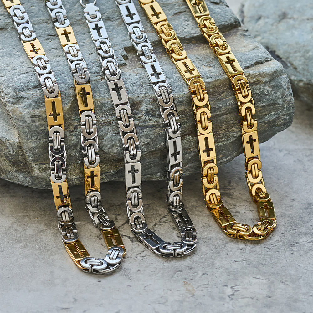 Christianartworkshop Tri - Color Cross - Embedded Chain Necklace & Bracelet: Bold Faith Statement - image 0