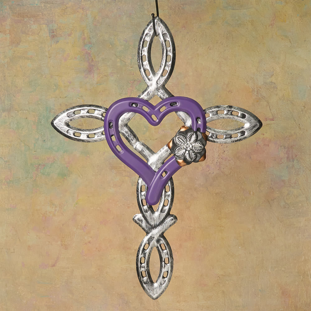 Christianartworkshop Horseshoe Cross with Heart Wall Decor: Love & Faith for Spiritual Spaces - image 2