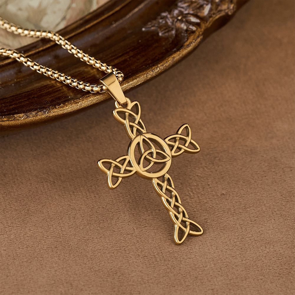 Christianartworkshop Irish Saint Patrick Cross: Tactile Faith Reminder for Daily Routines - Golden - image 1