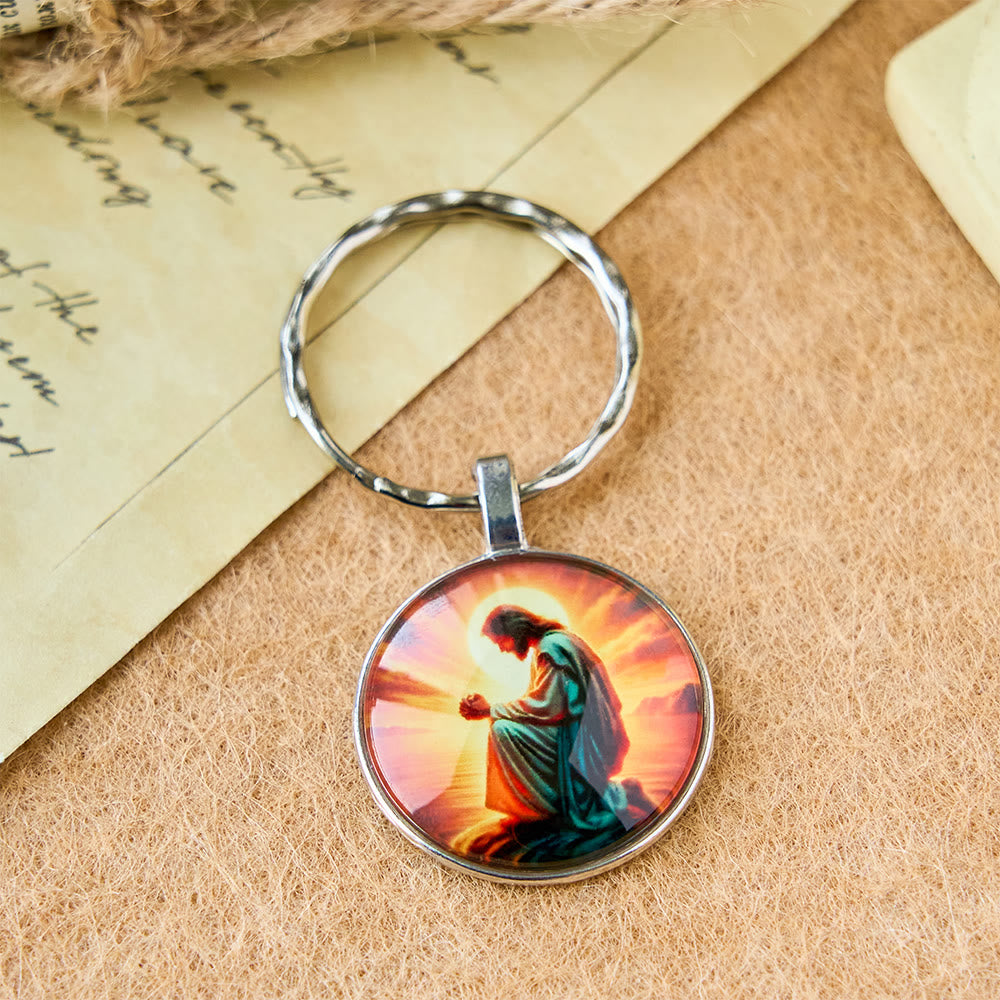 Christianartworkshop Classic Radiant Jesus Prayer Keychain: Timeless Emblem of Faith and Reverence - image 2