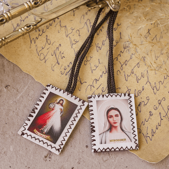 Christianartworkshop Double Sided Sacred Heart and Virgin Mary Scapular: A Dual Devotion to Jesus and Mary - image 1