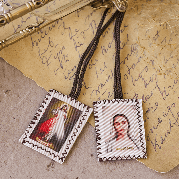 Christianartworkshop Double Sided Sacred Heart and Virgin Mary Scapular: A Dual Devotion to Jesus and Mary - image 1